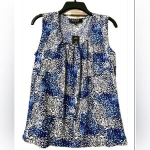 KASPER Blue Confetti Print Sleeveless Top SZ PM NWT